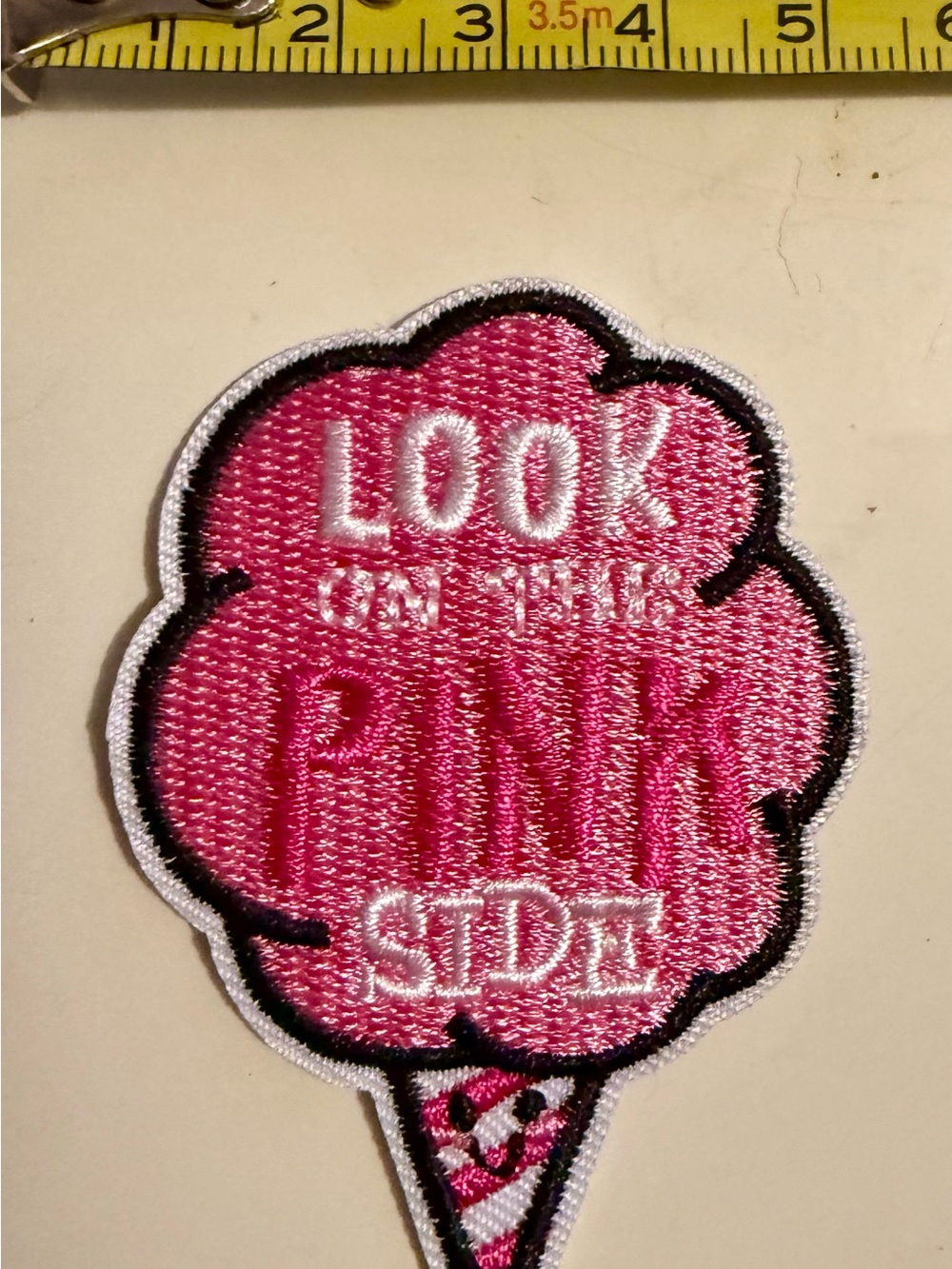 Pink Cotton Candy 'Look on the Bright Pink Side' Embroidered Patch